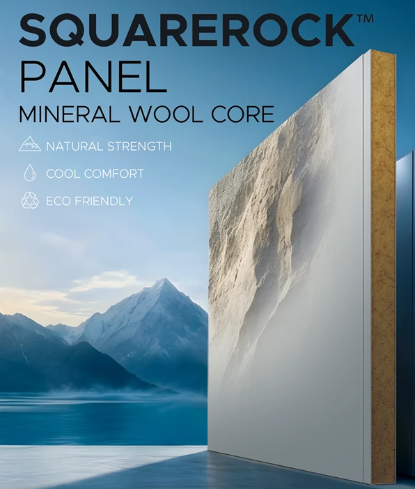 Fire-resistant SQUAREROCK rockwool sandwich panels for industrial rockwool panels solutions