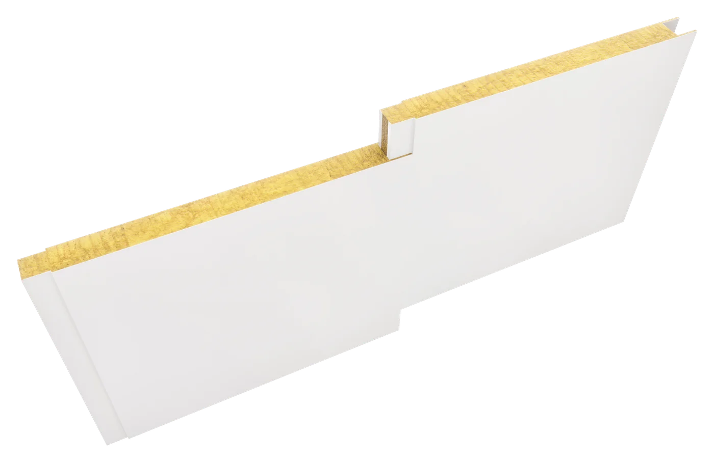 Two SQUAREROCK Slip Joint SL panels showing the tongue-and-groove slip connection and Rockwool core